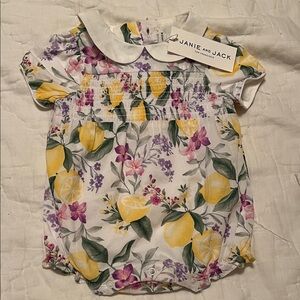 Janie and Jack Lemon Floral Baby Romper